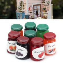 Mini Jams 8Pcs 1:12 Scale Miniature Models for Dollhouse and Kids Play
