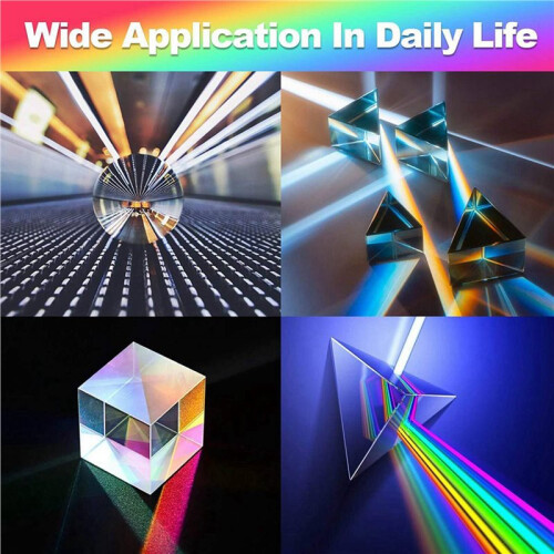 8 Pack K9 Optical Crystal Photography Prism Set,Include 55mm ,50mm Square and Triangular Prism, 60mm Optical Pyramid 1