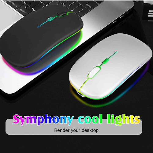 Rechargeable Bluetooth 5.0 Wireless Mouse Silent Click Ergonomic for Laptop Tablet PC White 2