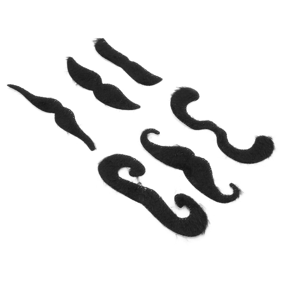 Set of 6 Artificial Black Mustaches for Halloween Costume Cosplay & Party Fun
