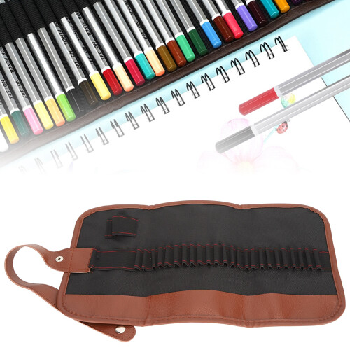 Canvas Pen Wrap Roll Case - 24/48/60 Grids, 35.2-69cm Length