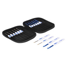 16Pcs Crochet Kit ABS Plastic Handles Fine to Coarse Knitting Tools Blue & White