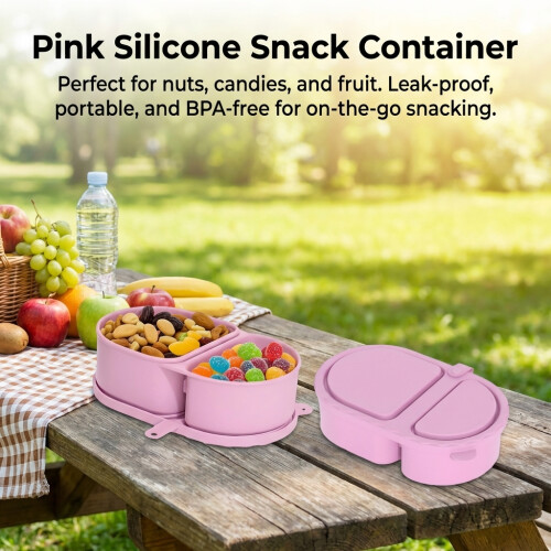 (Pink) Foldable Leak-Proof Silicone Sauce Box 1