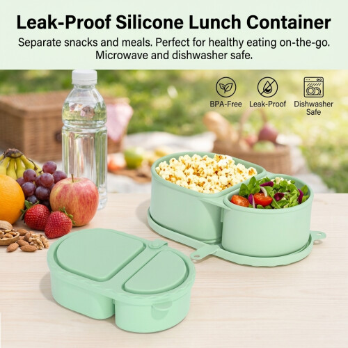 (Green) Foldable Leak-Proof Silicone Sauce Box 2