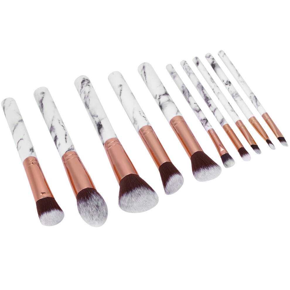 Black 10Pcs Makeup Brush Set Fiber Wood Face Eyeshadow Powder Tools
