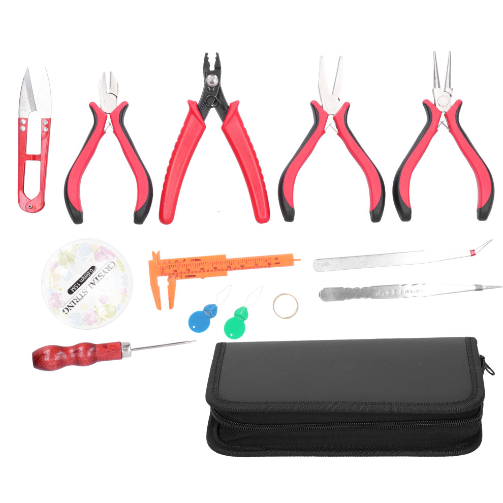 Jewelry Making Tools Set With Flat Nose Pliers & Crimping In Bag 8791391513034