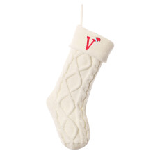 Meias de Natal personalizadas com monograma inicial de 45 cm (18"), cor marfim – Compatíveis com lareira e decoração de casa, bordadas.