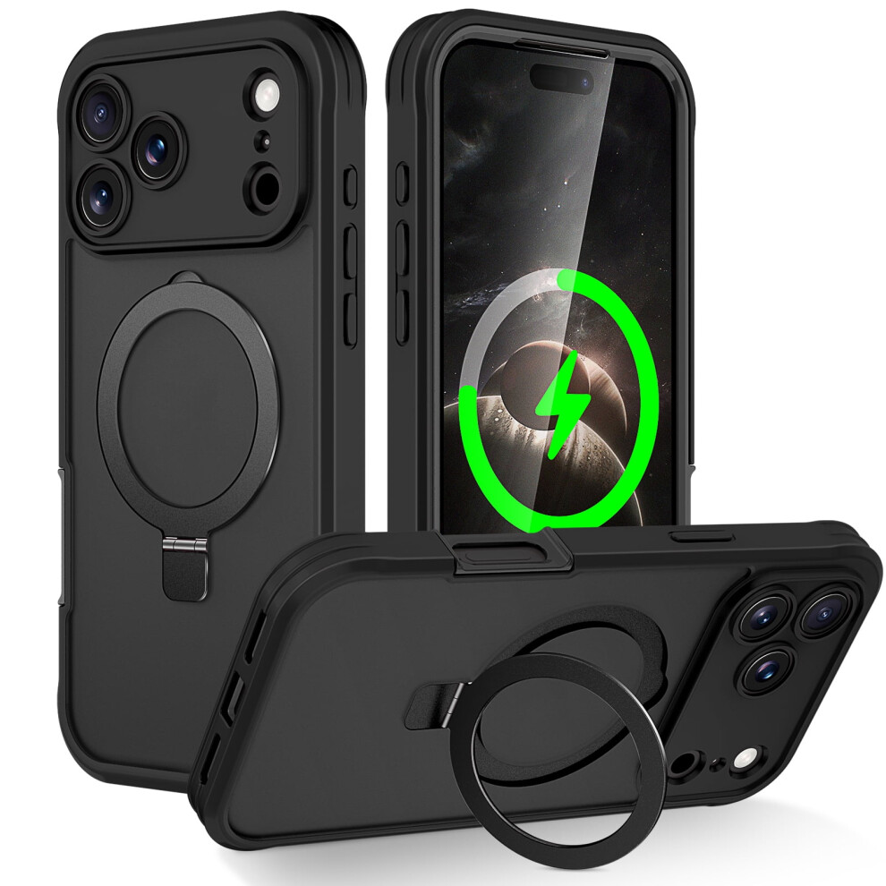Iphone 17 Pro 2025 Case Â Magsafe-Compatible, Invisible Magnetic Stand, Military-Grade Shockproof Protection With Built-In Screen Protector, Black 9448483578950