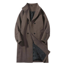 Trench casual da uomo, Trench autunnale da uomo in lana, Capospalla alla moda di media lunghezza, Design classico con risvolto, Giacca casual taglie
