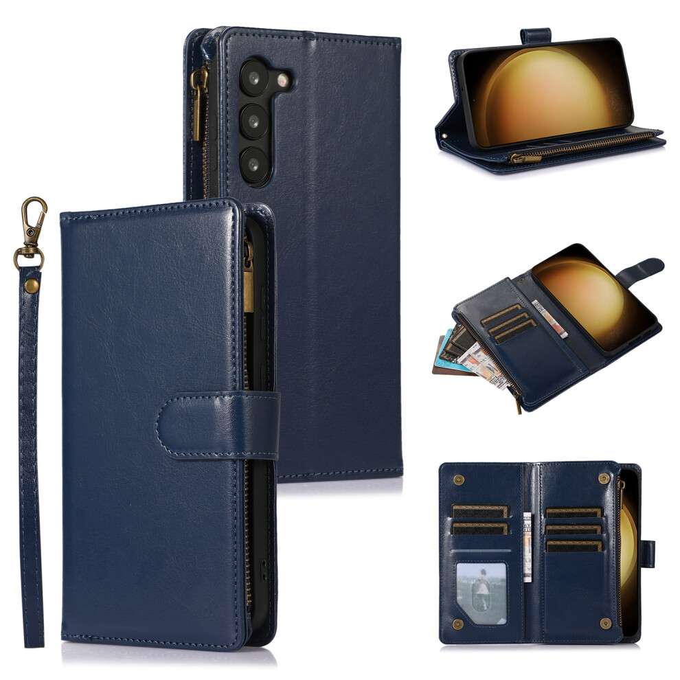 Samsung Galaxy S23 Case Â Pu Leather Wallet Folio With 9 Card Slots, Zipper Pocket & Wrist Strap, Compatible With S23 5G (6.1") 9448483578769