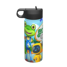 Gecko's Garage Isolierte Trinkflasche für Kinder, 530 ml Edelstahl-Vakuumbecher mit Strohhalm – Auslaufsicher, BPA-frei, geeignet für Kinder