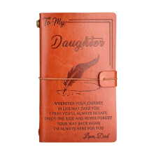 Caderno vintage em couro sintético com gravação personalizada e fecho de tira segura — ideal para presentear, escrever um diário, fazer