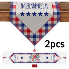 2PCS 71"x13" American Independence Day Linen Table Flag Stars and Stripes Tablecloth Dining Table Restaurant Tea Flag Bed Flag Cover Ornament
