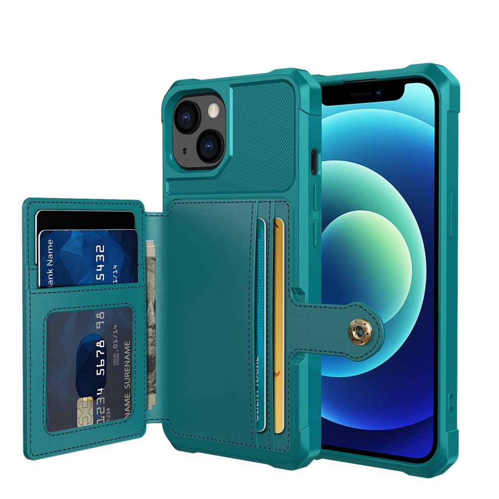 Iphone 13 Wallet Case (6.1") Â Leather Flip Folio With Id/Credit Card Slots, Stand & Magnetic Closure Â Green 9448483581615