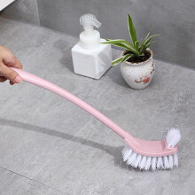 Long Handle Toilet Brush with 2 Type Brush for Bathroom Sink Bathtub Cleaning Blue Green Pink Plastic Durable Flexible 360 15.8x3.9x1.6in
