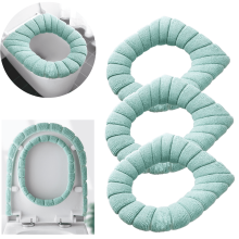 3-Pack Thicker, Stretchable & Washable Toilet Seat Cover Pads – Soft, Warm, Easy Install (Green), compatible with standard toilets