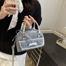 WZXPWT Denim Tote Bag with Lace Accents, Versatile Cloth Shoulder Bag for Daily Use – Compatible with WZXPWT