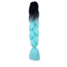 3-Pack 100g 24" Heat-Resistant Synthetic Braiding Hair, Twist & Crochet Braids, Black to Dark Sky Blue