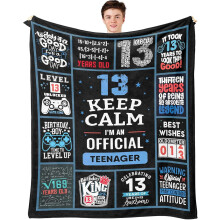 Funny 13th Birthday Throw Blanket for Boys – 60"x80", Official Teenager Birthday Gift, Compatible with All Beds
