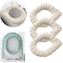 3-Pack Thicker Toilet Seat Cover Pads, Soft Stretchable Washable Cushion Covers Compatible with Standard Seats (Coffee)