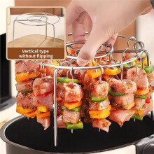 Grillspettställ för Airfryer, Kebabset i Rostfritt Stål, 24 Vertikala Köttspett med Rund Upphängning