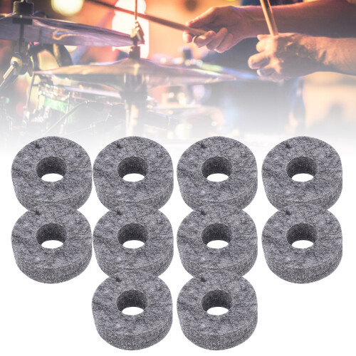 10Pcs Grey Drum Cymbal Felt Pads – Lightweight Replacement, 2.9cm