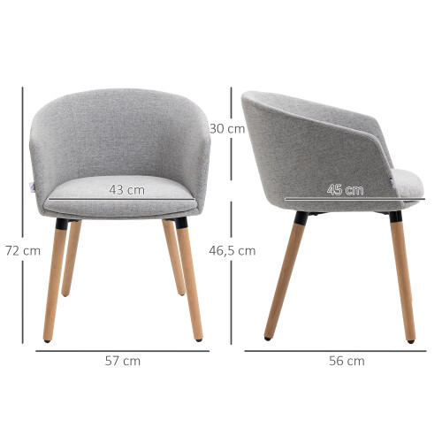 Homcom Sillón Individual Gris 57 x 56 x 72 cm 2