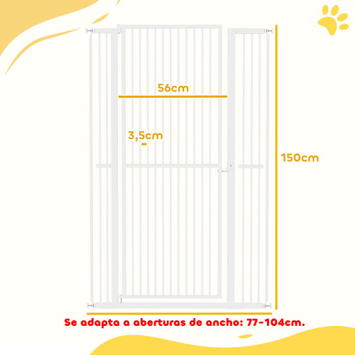 PawHut Barrera de Seguridad Blanco 104 x 3.5 x 150 cm 1