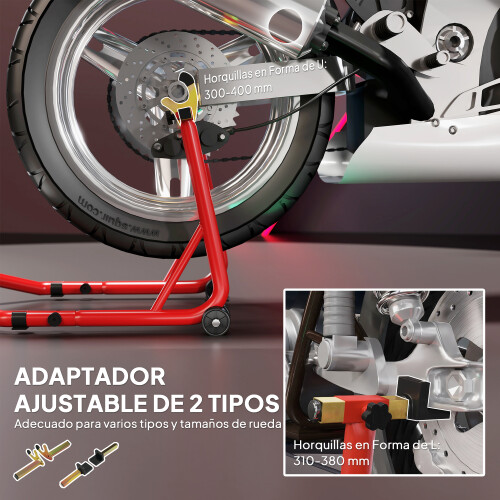 Homcom Soporte Rueda Trasera Rojo 69 x 58.5 x 34.5 cm 1