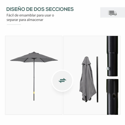 Outsunny Sombrilla de Jardín Gris 196 x 196 x 204 cm 1