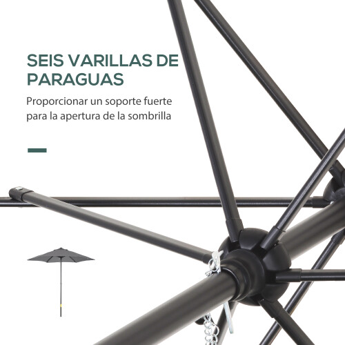 Outsunny Sombrilla de Jardín Gris 196 x 196 x 204 cm 2