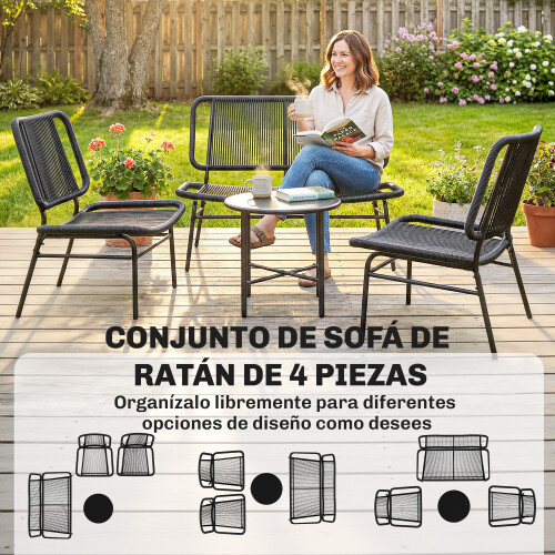 Outsunny Conjunto de Jardín Negro 117 x 67 x 80 cm 1
