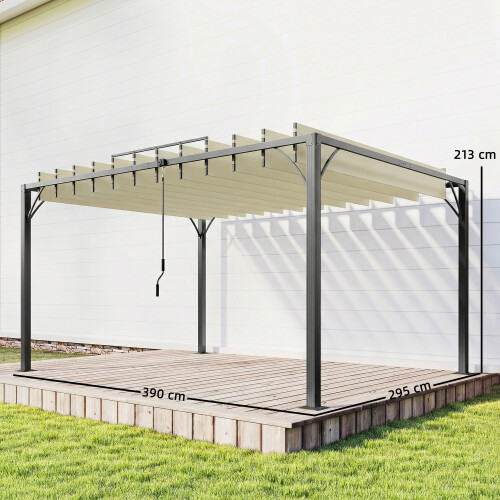 Outsunny Pérgola Beige 390 x 295 x 213 cm 2