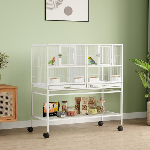 PawHut Jaula para Pájaro Blanco 95 x 45.5 x 102 cm 2