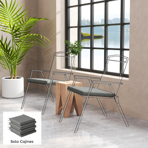 Outsunny Cojines para Silla Gris 46 x 42 x 7 cm 1