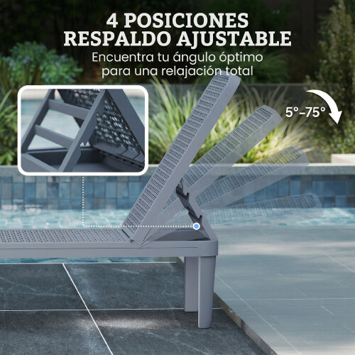 Outsunny Tumbona Gris 191 x 55 x 35.5 cm 2