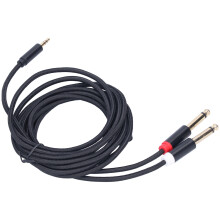 Premium Baumwoll-Mesh 3,5 mm Male zu Dual 6,35 mm Audio Adapter Kabel 3 Meter