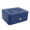 Small Locking Metal Cash Box with Double Layers - Blue, Portable Safe 3