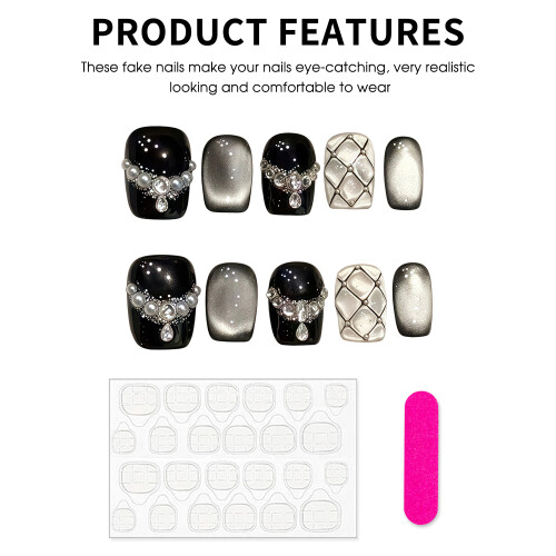 (M) Flash Cat Eye Press-On Nails, Reusable & Long Lasting 1