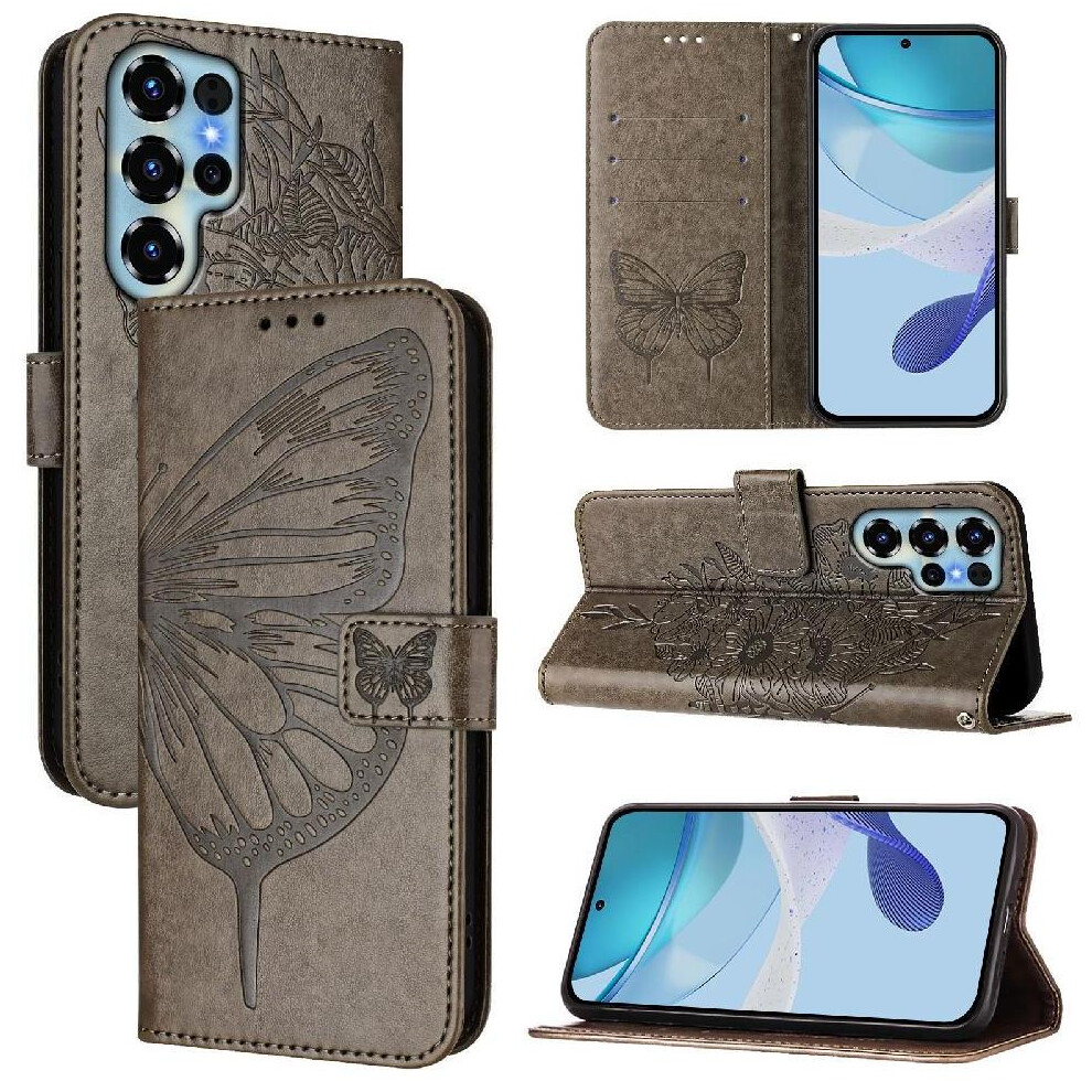 (Gray) Case For Doogee Note 56X Magnetic Premium Leather Flip Cover Embossing Butterfly Gray 764563199624
