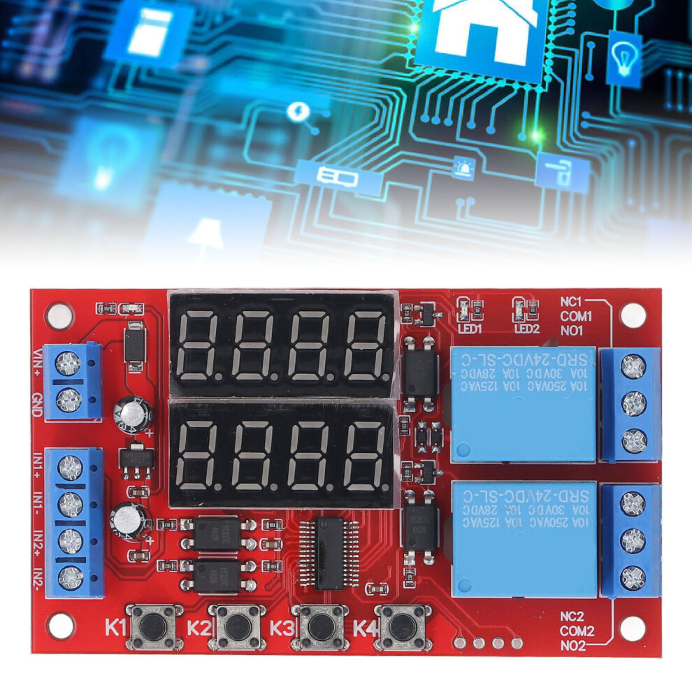 2 Channel 24V Relay Module With Led Display 10A Cycle Timer For Home Automation 9481391850961
