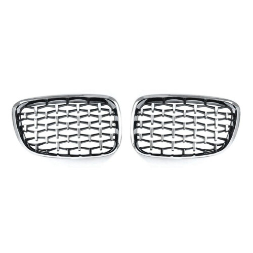 For  5 Series  F07 Hatchback 2010-2017 Car Silver Diamond Meteor Style Front Grille 1