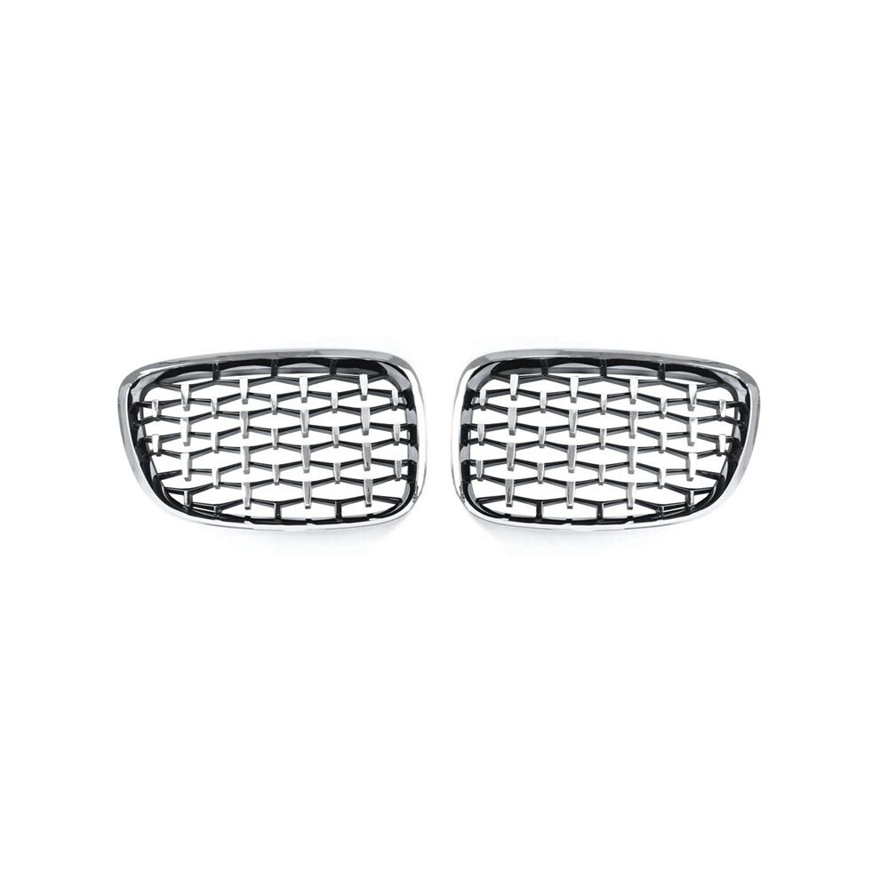 For 5 Series F07 Hatchback 2010-2017 Car Diamond Meteor Style Front Grille Silver 6032160343165