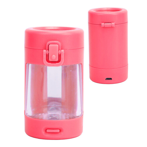 Rose Pink Magnifying Jar with LED Light, 50mAh Rechargeable Storage 1