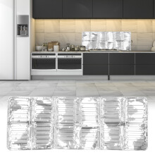Oil Splatter Guard 3-Sided Anti-Spray Screen, Tin, Silver, 28x32.5 cm