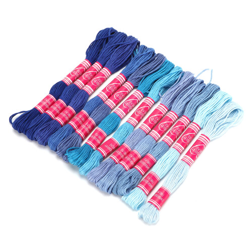 Polyester Embroidery Thread 12Pcs Gradient Bright Colours for DIY Blue Series