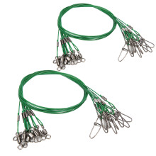 High Strength Steel Fishing Line Leash Anti Bite with Swivel 2.9mm Green
