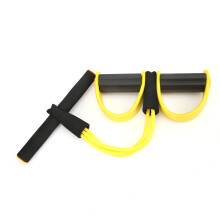 2 Tubes Situp Resistance Bands with Foot Pedal, Yellow, Elastic TPE & EVA