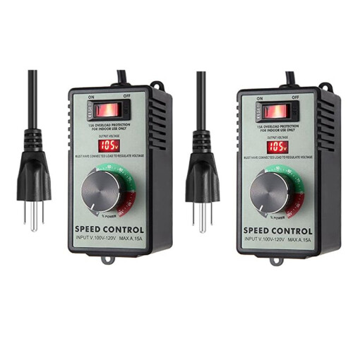 2X US Plug,AC Motor Speed Controller,15A Max, AC Electric Fan Variable Speed Controller Electronic Voltage Regulator 1