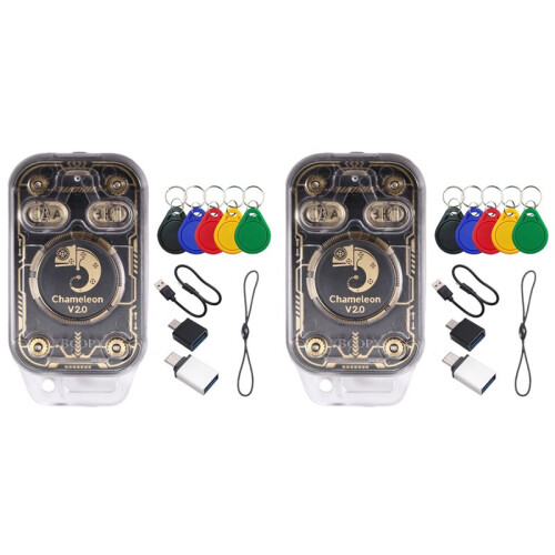 2X Chameleon V2.0 RFID  Chip Reader Emulator+10xUID Keychain NFC Duplicator 125K 13.56Mhz Card Decode Chameleon